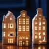 Waxinelichthouder Huisjes - Set Van 3 - Hollandse Cadeautjes - Sfeerlichtjes - Huiswarming & Moederdag Cadeau