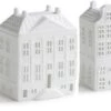 Waxinelichthouder - Set Van 4 Grachtenpanden - Theelichthouder - Huiswarming Cadeau - Hollandse Cadeautjes - Kersthuisjes