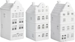 &Klevering Waxinelichtjes Houder - Porselein - Wit - Set Van 3 | Luxe Kaarsenhouders