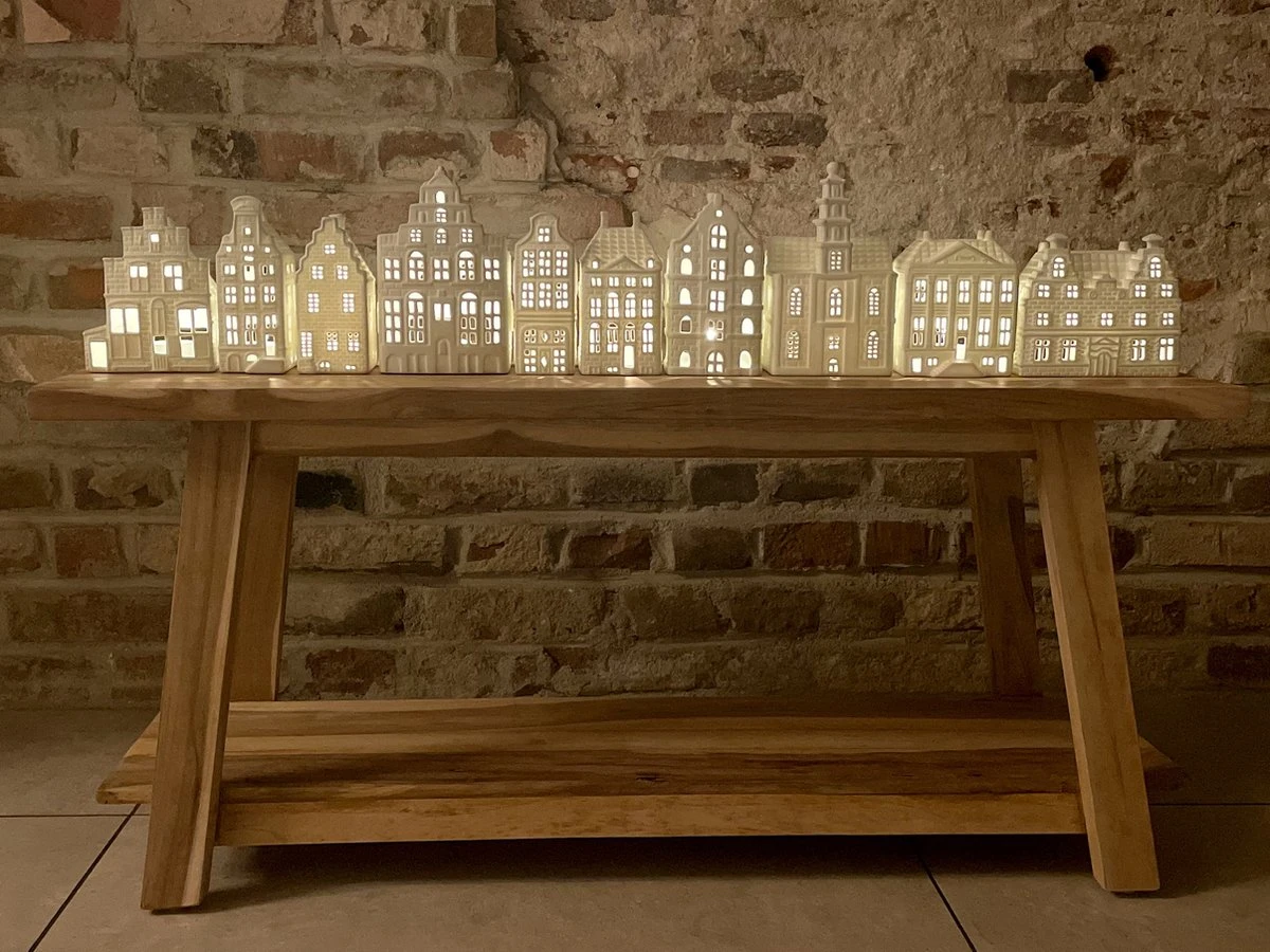 Waxinelichthouder Grachtenhuisje Kerk - 19 cm Hoog - Decoratief & Functioneel - Afbeelding 2