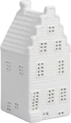 Huisje Waxinelichthouder 13,5 cm Wit - Hollandse Cadeautjes - Perfect Moederdag Cadeau