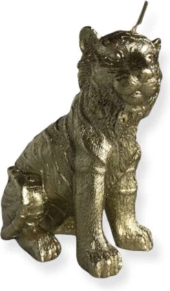 &Klevering Kaars Tijger | Figuurkaars in Goud | Unieke Decoratie & Cadeau-idee