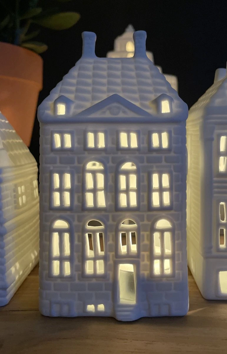 Waxinelichthouder - Set van 4 Rembrandthuis Grachtenpand - Hollandse Cadeautjes - Afbeelding 5