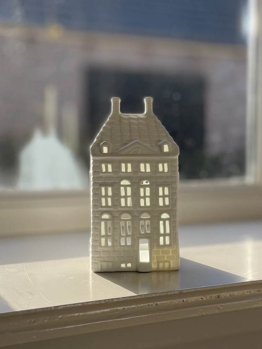 Waxinelichthouder - Set van 4 Rembrandthuis Grachtenpand - Hollandse Cadeautjes - Afbeelding 3