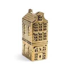 & Klevering Theelichthouder Grachtenhuis Winkel Goud - Luxe Verjaardagscadeau