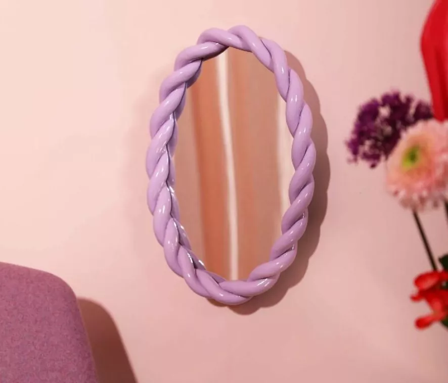 & klevering Braid Spiegel 35x26 Oranje - Moderne Woonaccessoire - Afbeelding 3