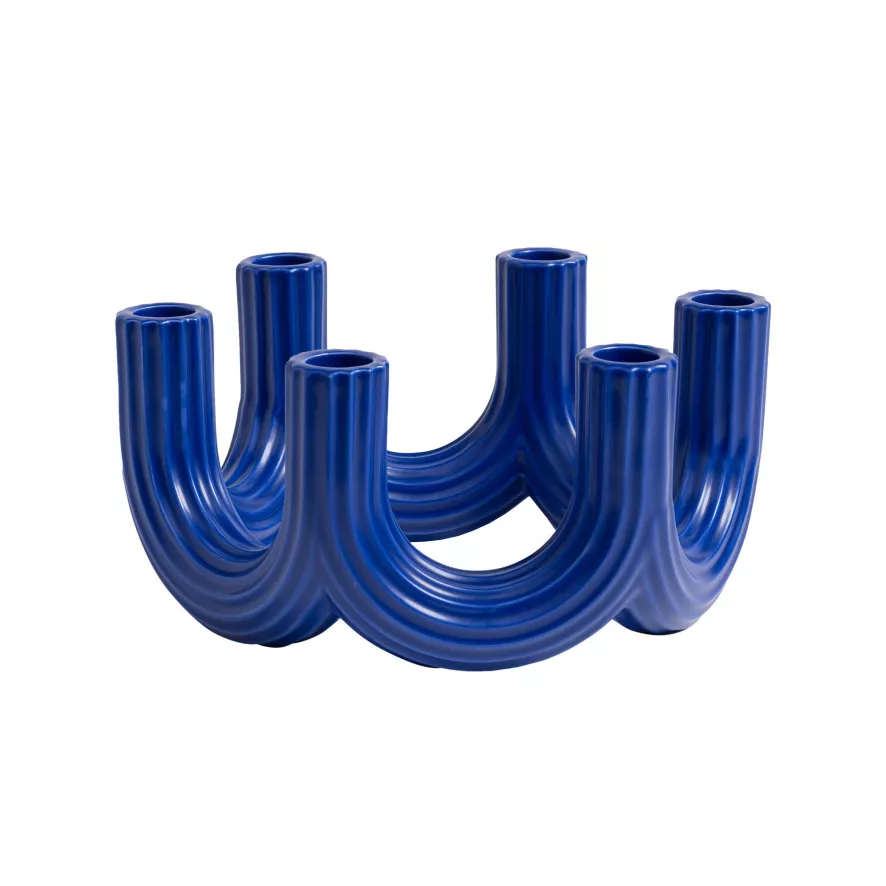 & klevering Churros Kandelaar Large Blauw - Grote Sfeervolle Kandelaar voor Woonaccessoires