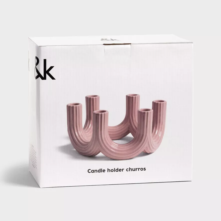 & klevering Churros Kandelaar Large Roze - Grote Roze Kandelaar voor Woonaccessoires - Afbeelding 7
