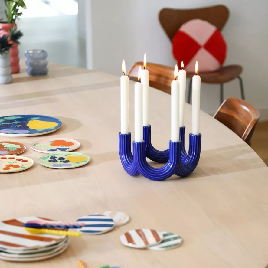 & klevering Churros Kandelaar Large Blauw - Grote Sfeervolle Kandelaar voor Woonaccessoires - Afbeelding 6