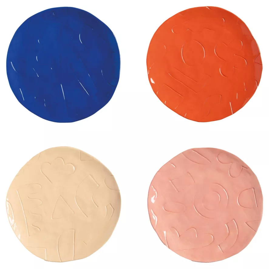 & klevering Etch Dinerbord Ø21,5 Set Van 4 - Stijlvolle Tafelaccessoires