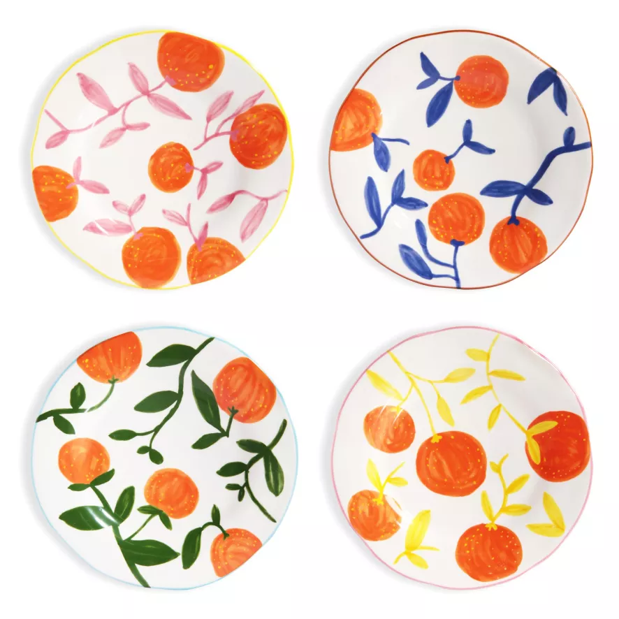 & klevering Orange Twig Dinerbord Ø22 Set Van 4 - Stijlvol Tafelaccessoire - Afbeelding 2