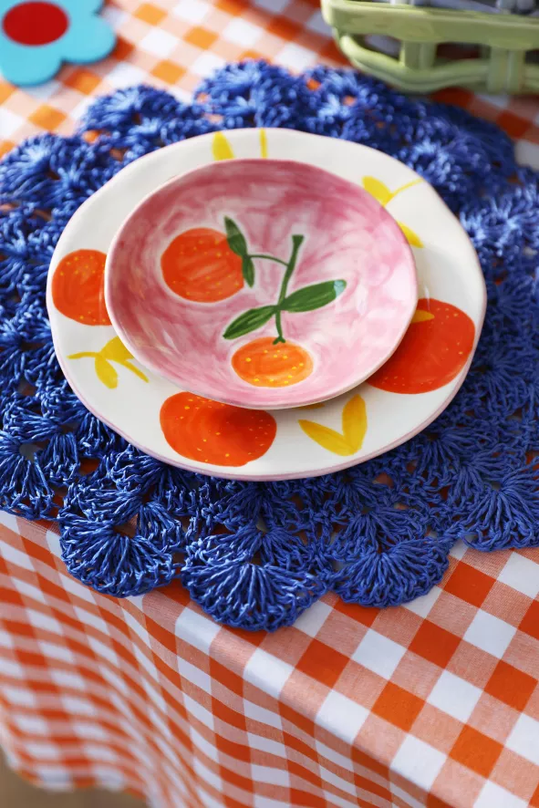 & klevering Orange Twig Dinerbord Ø22 Set Van 4 - Stijlvol Tafelaccessoire - Afbeelding 5