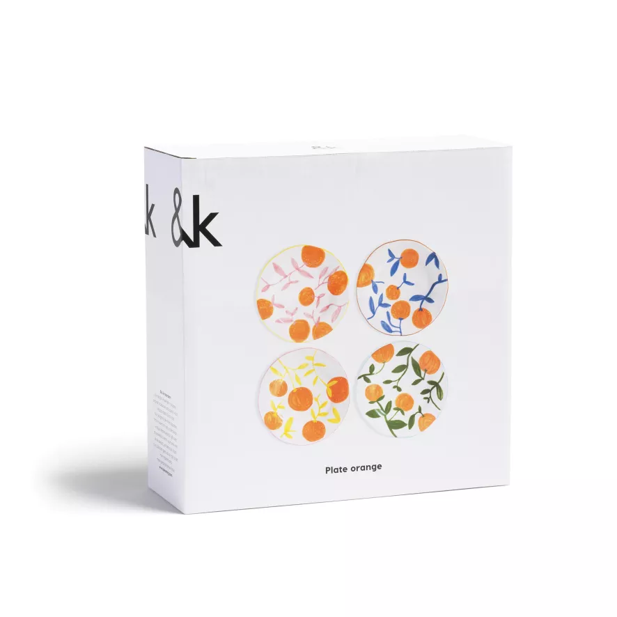 & klevering Orange Twig Dinerbord Ø22 Set Van 4 - Stijlvol Tafelaccessoire - Afbeelding 6