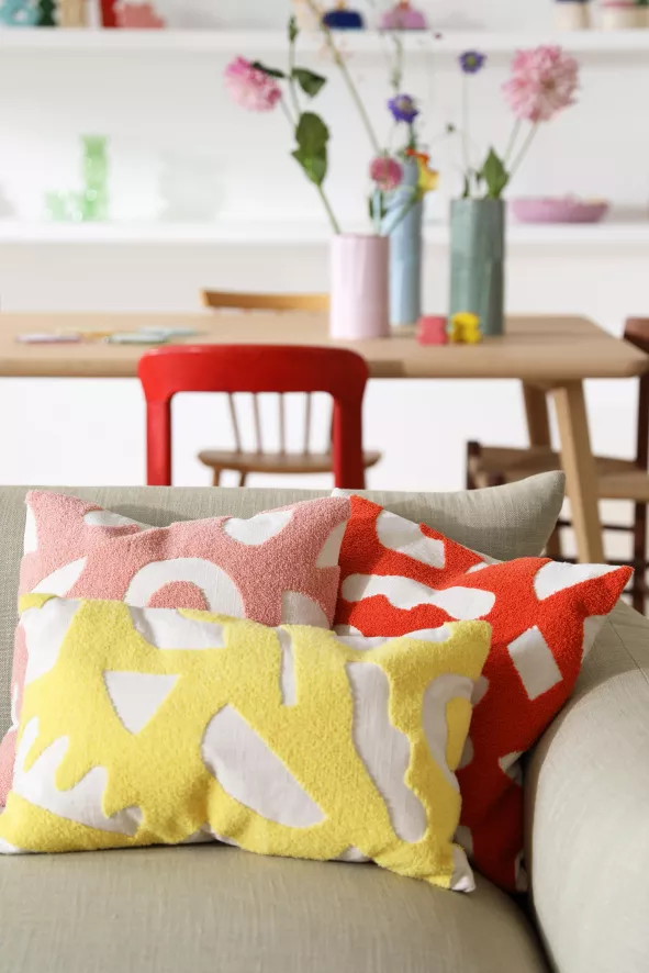 & klevering Sketch Kussen 40x40 Rood - Modern Woonaccessoire - Afbeelding 2