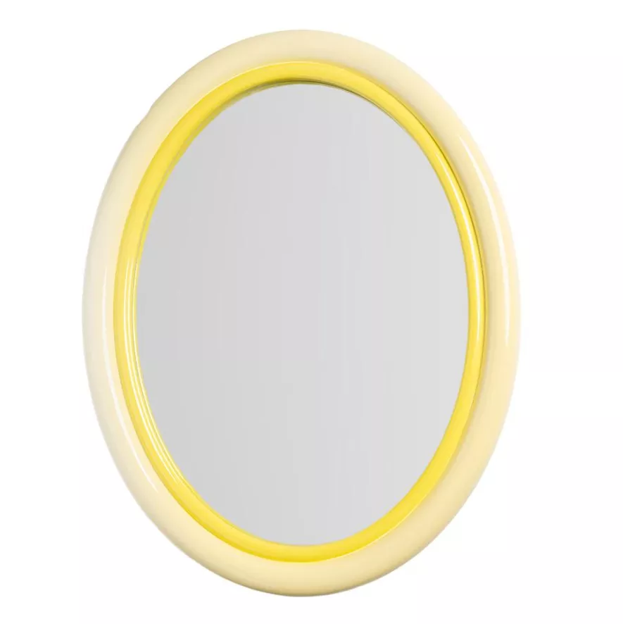 & klevering Sleek Spiegel Ovaal Geel - Moderne Woonaccessoire - Afbeelding 3
