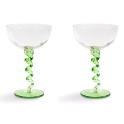 & klevering Spiral Coupe Champagneglazen Set Van 2 - Groen | Elegante Tafelaccessoires