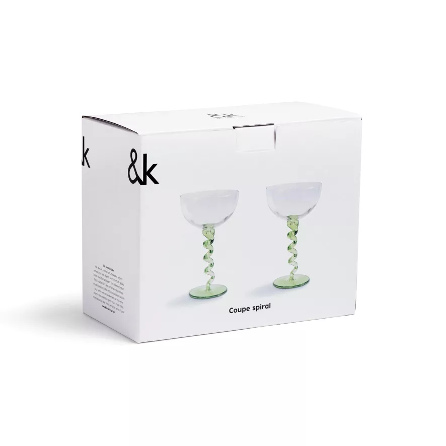 & klevering Spiral Coupe Champagneglazen Set Van 2 - Groen | Elegante Tafelaccessoires - Afbeelding 5