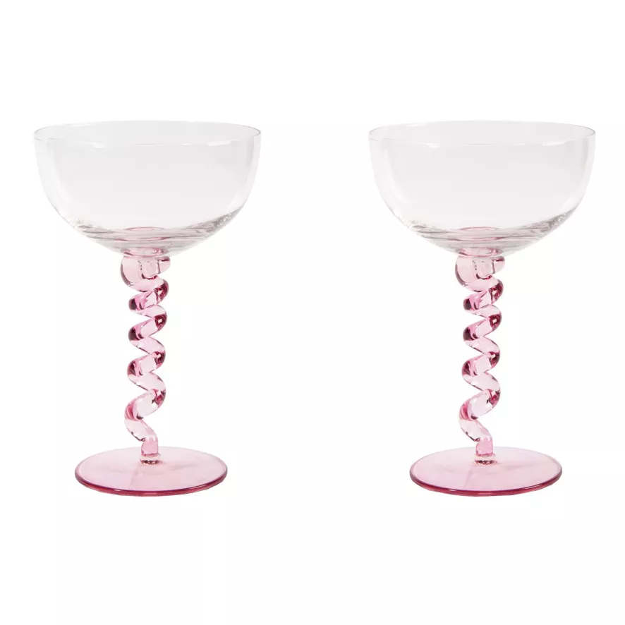& klevering Spiral Coupe Champagneglazen Set van 2 - Roze