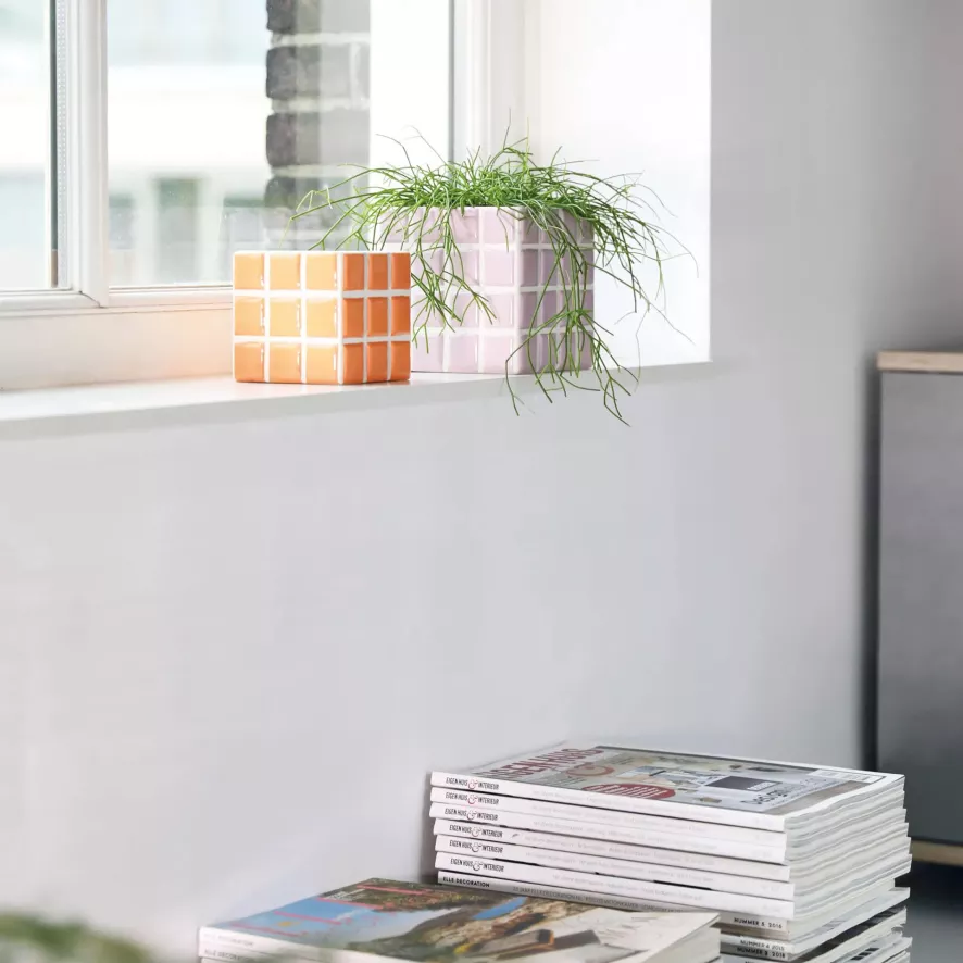 & klevering Tile Bloempot 14x14 Geel - Moderne Woonaccessoire - Afbeelding 5