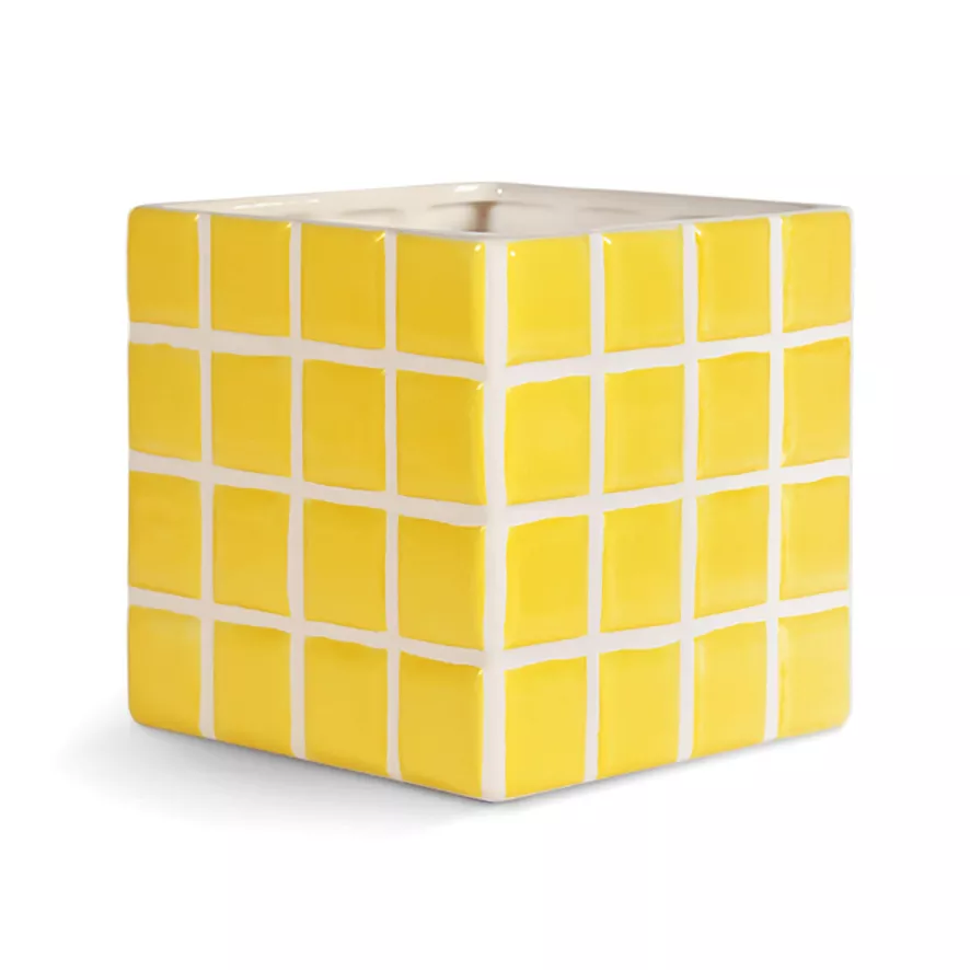 & klevering Tile Bloempot 14x14 Geel - Moderne Woonaccessoire