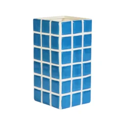 & Klevering Blauwe Tegel Vaas - Stijlvol Woonaccessoire voor Interieur