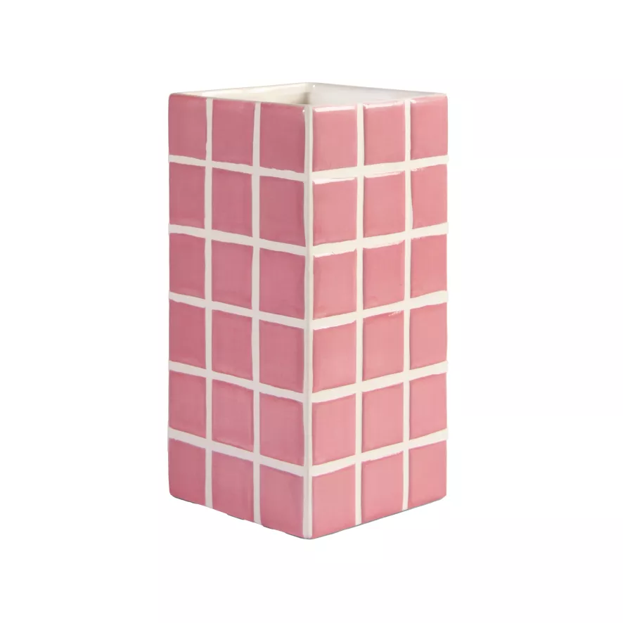 & klevering Tile Vaas Roze - Stijlvolle Woonaccessoire - Afbeelding 2