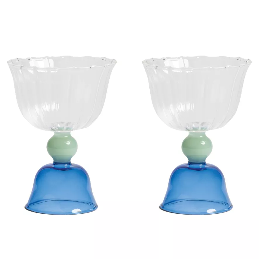 & Klevering Tulip Wijnglazen Set Van 2 - Blauw | Elegante Tafelaccessoires