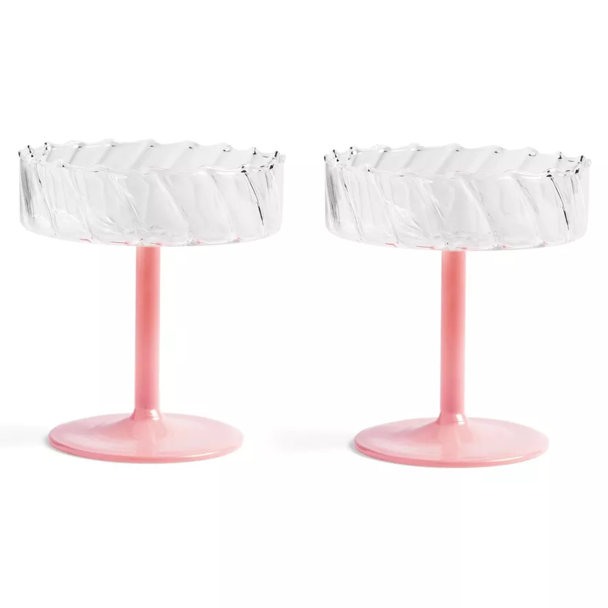 & klevering Twirl Coupe Champagneglazen Set van 2 - Roze - Elegante Tafelaccessoires